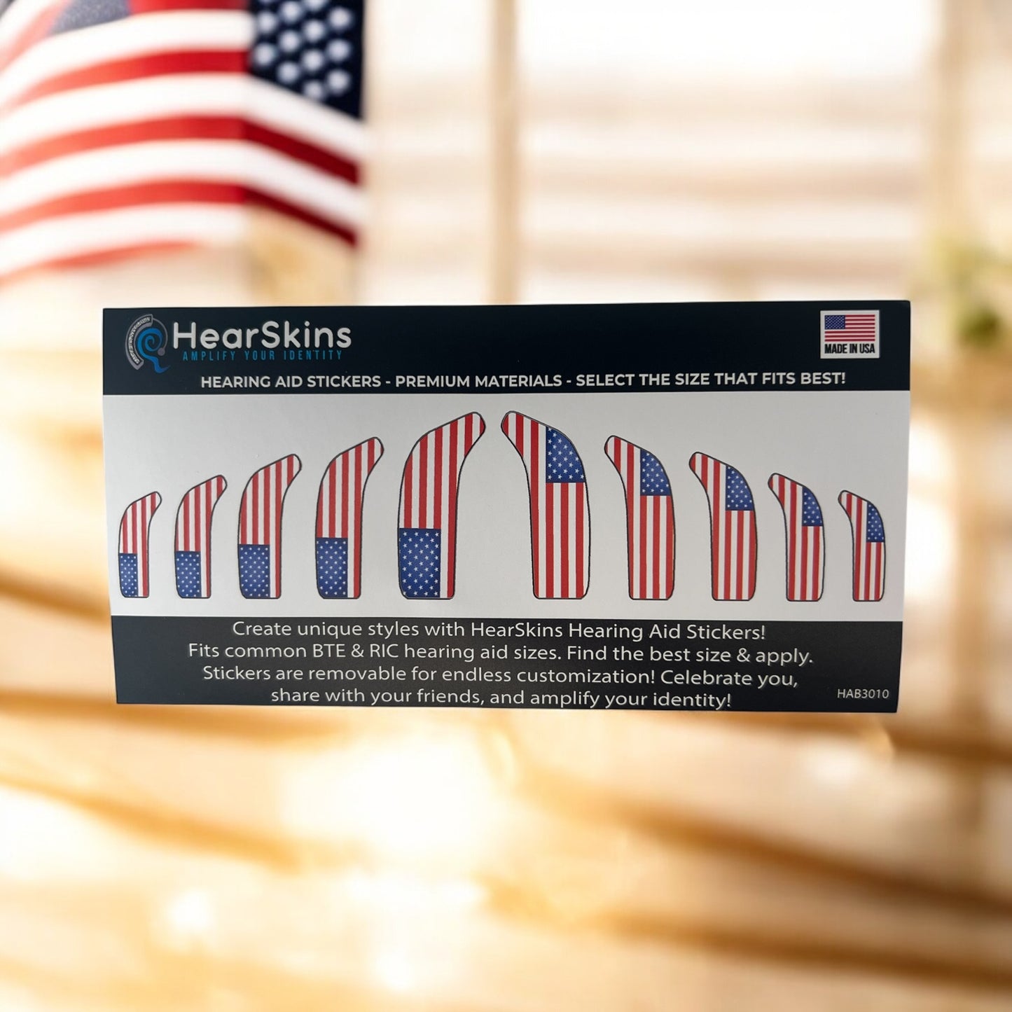 United States Flag Hearing Aid Skins Stickers