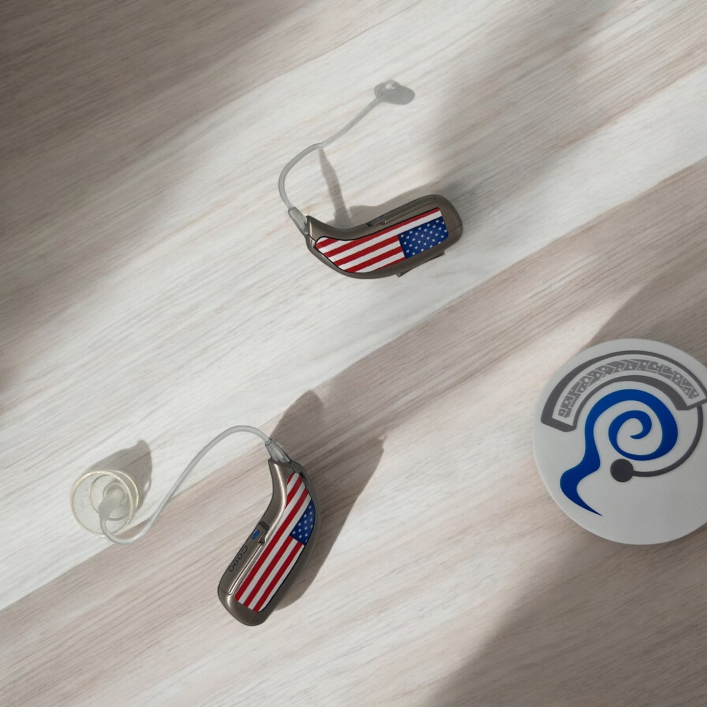 United States Flag Hearing Aid Skins Stickers