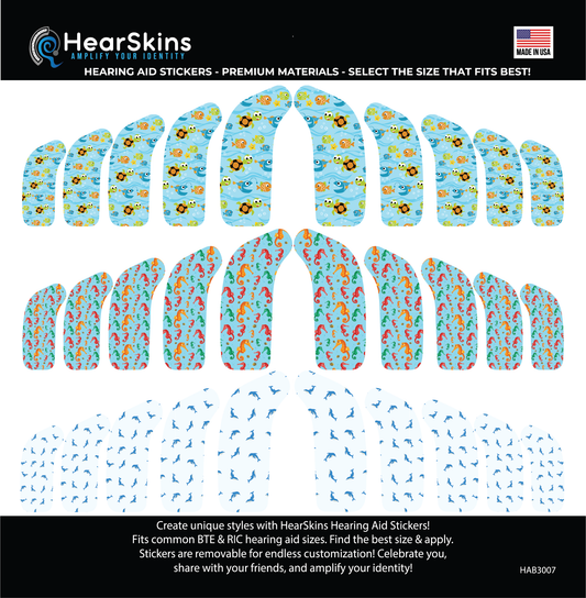 Ocean Time Hearing Aid Skins Stickers